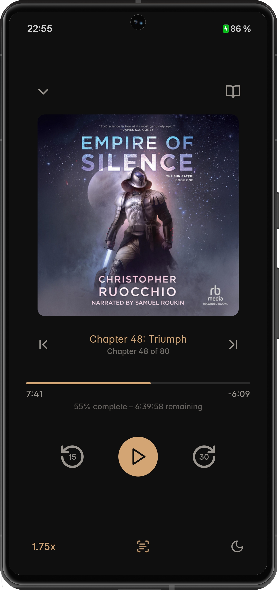 Earleaf now-playing screen